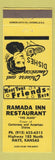 Matchbook Cover - Ramada Inn Restaurant Hays KS