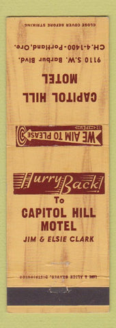 Matchbook Cover - Capitol Hill Motel Portland OR