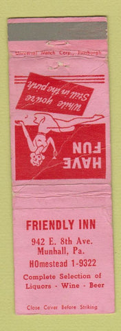 Matchbook Cover - Friendly Inn Munhall PA girlie WORN