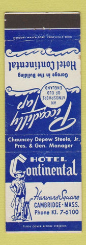 Matchbook Cover - Hotel Continental Cambridge MA