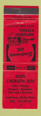 Matchbook Cover - Hotel L'Horizon Bleu Sacre Coeur Rocher Blanc QC