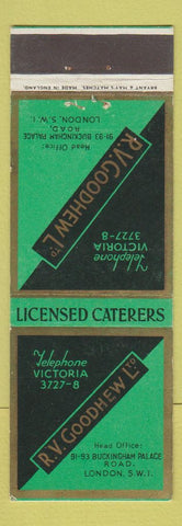 Matchbook Cover - RV Goodhew London UK England Catering