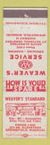 Matchbook Cover - Weaver's Standard oil gas Springfield MO WEAR