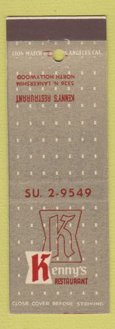 Matchbook Cover - Kenny's Restaurant North Hollywood CA