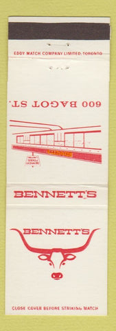 Matchbook Cover - Bennet's Kingston ON