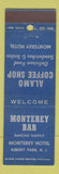 Matchbook Cover - Monterey Hotel Bar Alamo Coffee Shop Asbury Park NJ
