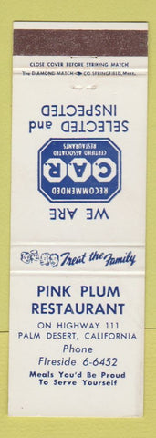 Matchbook Cover - Pink Plum Restaurant Palm Desert CA