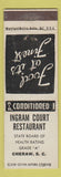 Matchbook Cover - Ingram Court Restaurant Cheraw SC