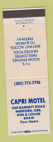 Matchbook Cover - Capri Motel Medford OR
