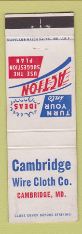 Matchbook Cover - Cambridge Wire Clothe Cambridge MD