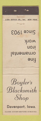Matchbook Cover - Boyler's Blacksmith Shop Davenport IA WEAR