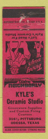 Matchbook Cover - Kyle's Ceramic Studio Odessa TX Terry Says girlie