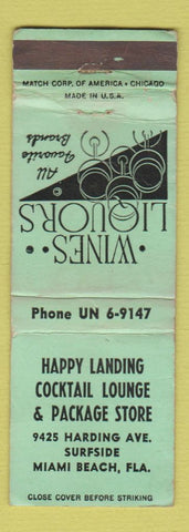 Matchbook Cover - Happy Landing Cocktail Lounge Miami Beach FL WORN