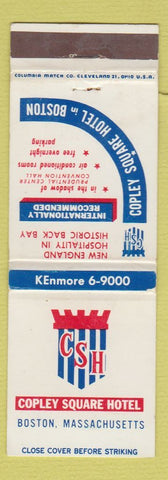 Matchbook Cover - Copley Square Hotel Boston MA