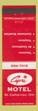 Matchbook Cover - Capri Motel St Catharines ON