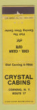 Matchbook Cover - Crystal Cabins Corning NY
