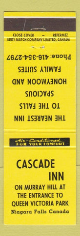 Matchbook Cover - Cascade Inn Niagara Falls ON
