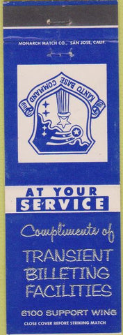 Matchbook Cover - Transient Billeting Facilities 6100 Support Wing