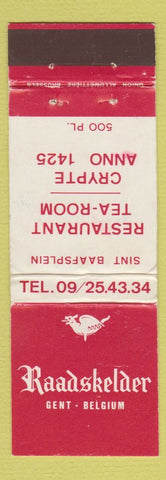 Matchbook Cover - Raadskelder Restaurant Gent Belgium WEAR