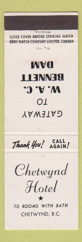 Matchbook Cover - Chetwynd Hotel BC