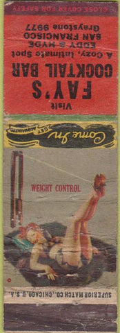 Matchbook Cover - Fay's Cocktail Bar San Francisco CA pinup POOR