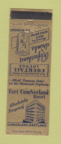 Matchbook Cover - Fort Cumberland Hotel Cumberland MD