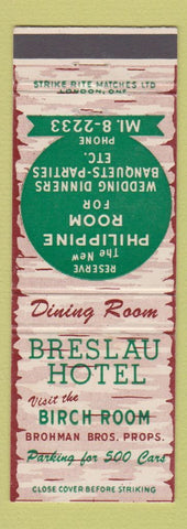 Matchbook Cover - Breslau Hotel ON