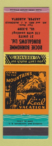 Matchbook Cover - Roche Bonhomme Bungalows Jasper AB