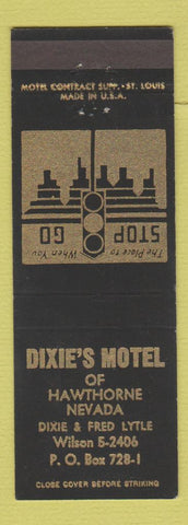 Matchbook Cover - Dixie's Motel Hawthorne NV
