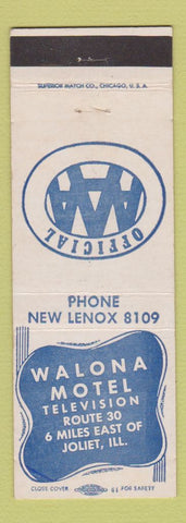Matchbook Cover - Walona Motel Joliet IL WEAR