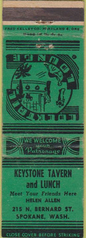 Matchbook Cover - Keystone Tavern Lunch Spokane WA
