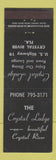 Matchbook Cover - Crystal Lodge Crystal River FL