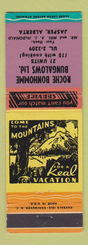 Matchbook Cover - Roche Bonhomme Bungalows Jasper AB