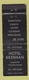 Matchbook Cover - Hotel Brennan Frampton Cte Dorchester QC