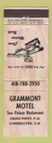 Matchbook Cover - Grammont Motel Campbellton NB