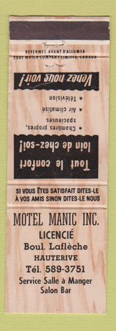 Matchbook Cover - Motel Manic Hauterive QC WEAR