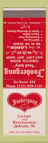 Matchbook Cover - Foodergong Lodge Restaurants Ephrata PA
