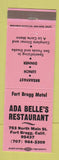 Matchbook Cover - Ada Belle's Restaurant Fort Bragg CA PINK