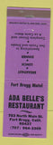 Matchbook Cover - Ada Belle's Restaurant Fort Bragg CA PURPLE