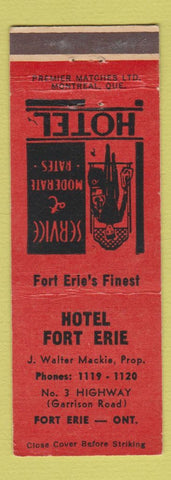 Matchbook Cover - Hotel Fort Erie ON