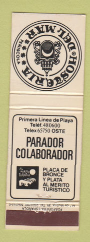 Matchbook Cover - Hosteria Del Mar Peniscola Spain