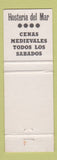 Matchbook Cover - Hosteria Del Mar Peniscola Spain