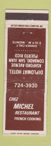 Matchbook Cover Chez Michel Restaurant Diplomat Motel San Juan Puerto Rico WEAR