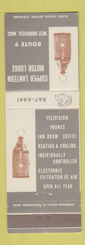 Matchbook Cover - Copper Lantern Motor Lodge West Brookfield MA