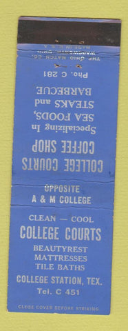 Matchbook Cover - College Courts Motel Beautyrest Mattresses College Station TX