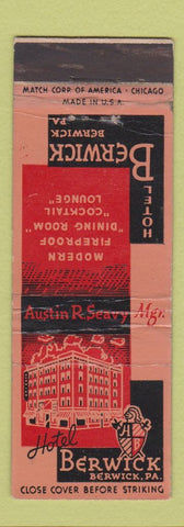 Matchbook Cover - Hotel Berwick PA