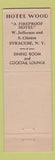 Matchbook Cover - Hotel Wood Syracuse NY