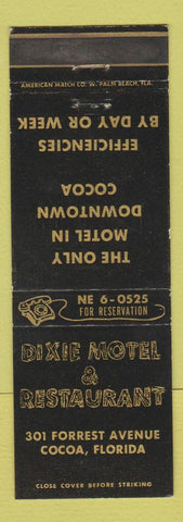 Matchbook Cover - Dixie Motel Restaurant Cocoa FL