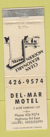 Matchbook Cover - Del Mar Motel Laurel MS WEAR