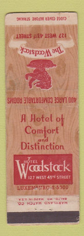 Matchbook Cover - The Woodstock Hotel New York City